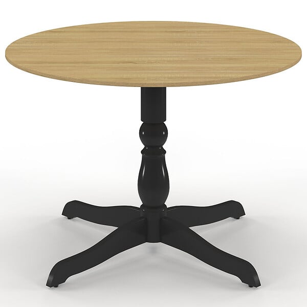 ID MARKET - Table à manger ronde MARIE 4-6 personnes bois façon hêtre et noir 110 cm - large