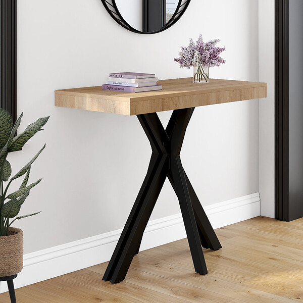 ID MARKET - Table console extensible ALIX 10 personnes 235 cm design industriel - large