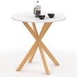 ID MARKET - Table à manger ronde ALIX 4 personnes pied araignée bois et plateau blanc GISELE 80 cm - vignette