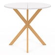 ID MARKET - Table à manger ronde ALIX 4 personnes pied araignée bois et plateau blanc GISELE 80 cm - vignette