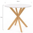 ID MARKET - Table à manger ronde ALIX 4 personnes pied araignée bois et plateau blanc GISELE 80 cm - vignette
