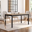 ID MARKET - Table à manger rectangle ISIS 8 personnes avec tiroir bois et noir 150 cm - vignette