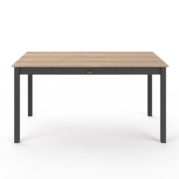 ID MARKET - Table à manger rectangle ISIS 8 personnes avec tiroir bois et noir 150 cm - large