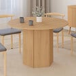 ID MARKET - Table à manger ronde BERTHE 6 personnes pied hexagonal bois effet hêtre 110 cm - vignette