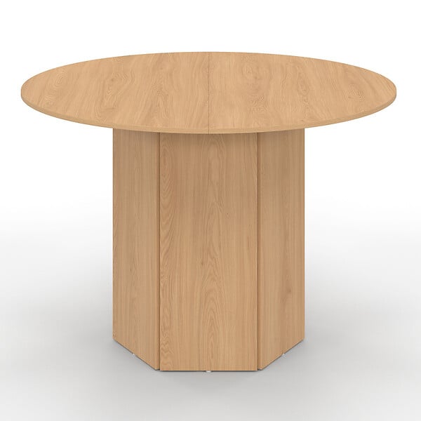 ID MARKET - Table à manger ronde BERTHE 6 personnes pied hexagonal bois effet hêtre 110 cm - large
