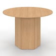 ID MARKET - Table à manger ronde BERTHE 6 personnes pied hexagonal bois effet hêtre 110 cm - vignette