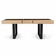 ID MARKET - Table à manger extensible rectangle PHOENIX 4-8 personnes bois et noir bande centrale noire 160-200 cm - vignette