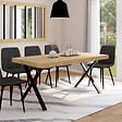 ID MARKET - Table à manger rectangle ALMA 6 personnes design industriel 160 cm - vignette