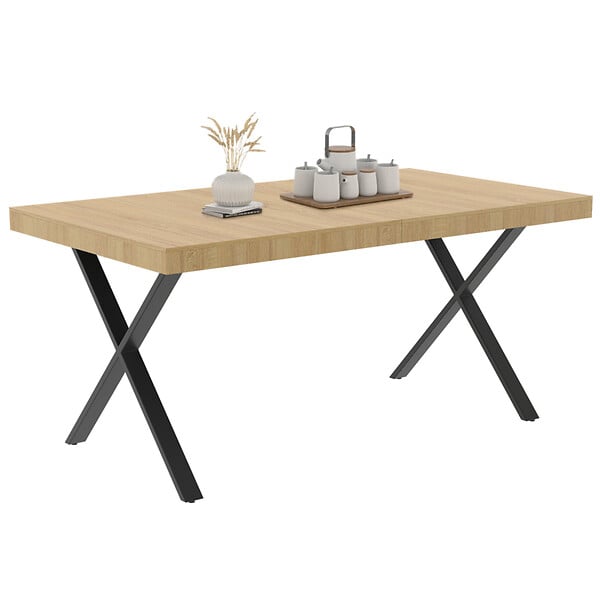 ID MARKET - Table à manger rectangle ALMA 6 personnes design industriel 160 cm - large