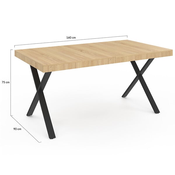 ID MARKET - Table à manger rectangle ALMA 6 personnes design industriel 160 cm - large