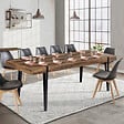 ID MARKET - Table à manger extensible rectangle AUSTRIA 8-12 personnes bois pied épingle noir 200-240 cm - vignette