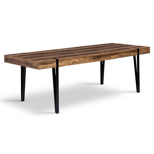 ID MARKET - Table à manger extensible rectangle AUSTRIA 8-12 personnes bois pied épingle noir 200-240 cm - large
