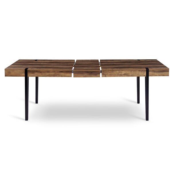 ID MARKET - Table à manger extensible rectangle AUSTRIA 8-12 personnes bois pied épingle noir 200-240 cm - large