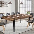 ID MARKET - Table à manger extensible rectangle AUSTRIA 8-12 personnes bois pied épingle noir 200-240 cm - vignette