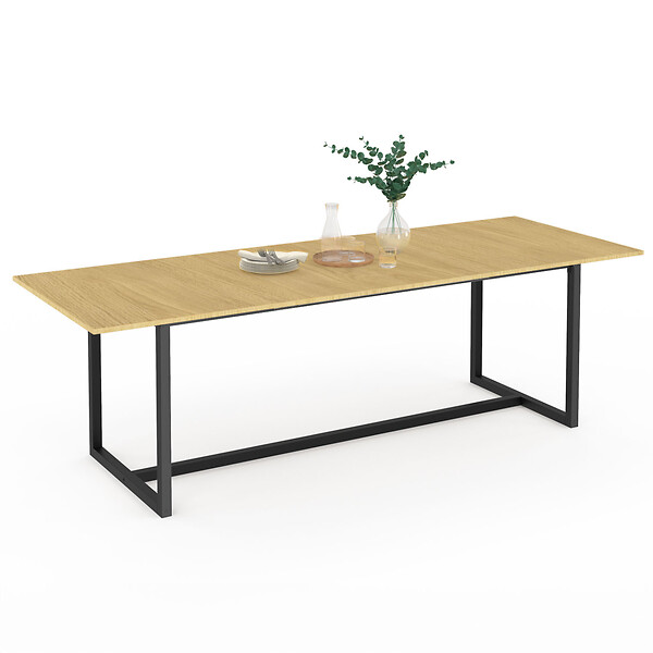ID MARKET - Table à manger extensible rectangle DETROIT 8-12 personnes design industriel 200-250 cm - large