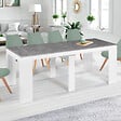 ID MARKET - Table console extensible ORLANDO 10 personnes 235 cm bois blanc et effet  béton - vignette