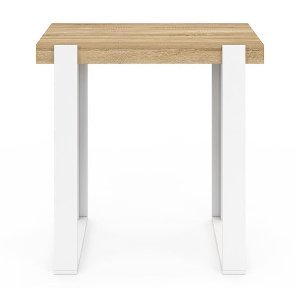 ID MARKET - Table haute de bar PHOENIX bois et blanc 90 cm - large
