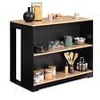 ID MARKET - Table de bar îlot JUNO bois noir et plateau façon hêtre - vignette