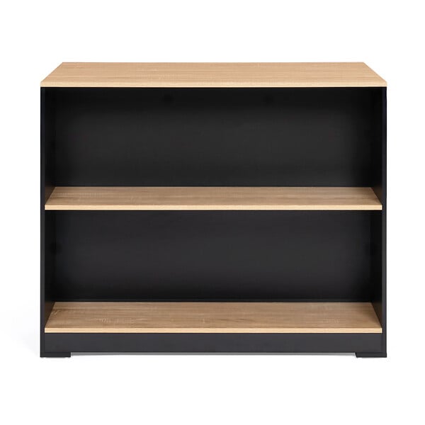 ID MARKET - Table de bar îlot JUNO bois noir et plateau façon hêtre - large