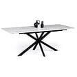 ID MARKET - Table à manger extensible rectangle ALIX 6-10 personnes pied araignée noir plateau effet marbre blanc ALASKA 160-200 cm - vignette