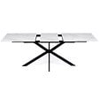 ID MARKET - Table à manger extensible rectangle ALIX 6-10 personnes pied araignée noir plateau effet marbre blanc ALASKA 160-200 cm - vignette