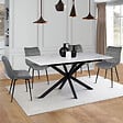 ID MARKET - Table à manger extensible rectangle ALIX 6-10 personnes pied araignée noir plateau effet marbre blanc ALASKA 160-200 cm - vignette
