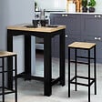 ID MARKET - Table haute de bar extensible DONA 2 à 4 personnes noire plateau façon hêtre 60-120 cm - vignette