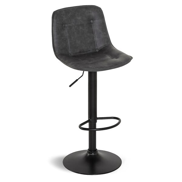 ID MARKET - Lot de 4 tabourets de bar DENVER gris vintage - large
