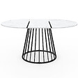 ID MARKET - Table à manger extensible ronde YUNA 4-8 personnes plateau effet marbre blanc ALASKA et noir 110 - 150 cm - vignette