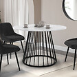 ID MARKET - Table à manger extensible ronde YUNA 4-8 personnes plateau effet marbre blanc ALASKA et noir 110 - 150 cm - vignette