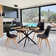 ID MARKET - Table à manger ronde ALIX 6 personnes pied araignée bois et noir 110 cm - vignette
