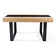 ID MARKET - Table à manger rectangle PHOENIX 6 personnes bois et noir bande centrale noire 160 cm - vignette