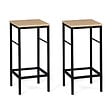 ID MARKET - Ensemble table de bar îlot JUNO bois noir avec plateau façon hêtre et 2 tabourets de bar DETROIT - vignette
