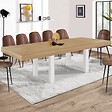 ID MARKET - Table à manger extensible rectangle PHOENIX 6-12 personnes bois et blanc 200-300 cm - vignette