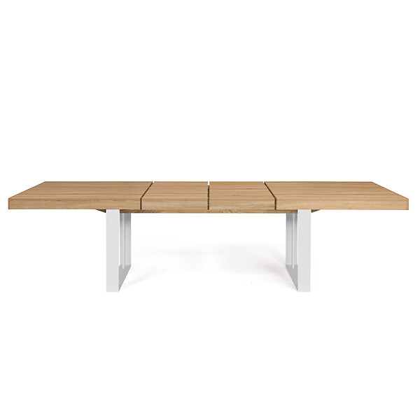 ID MARKET - Table à manger extensible rectangle PHOENIX 6-12 personnes bois et blanc 200-300 cm - large