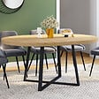 ID MARKET - Table à manger extensible ronde SELMA 4-8 personnes bois et noir 110-150 cm - vignette