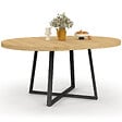 ID MARKET - Table à manger extensible ronde SELMA 4-8 personnes bois et noir 110-150 cm - vignette