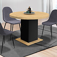 ID MARKET - Table à manger ronde EDEN 6 personnes bois et noir 110 cm - vignette