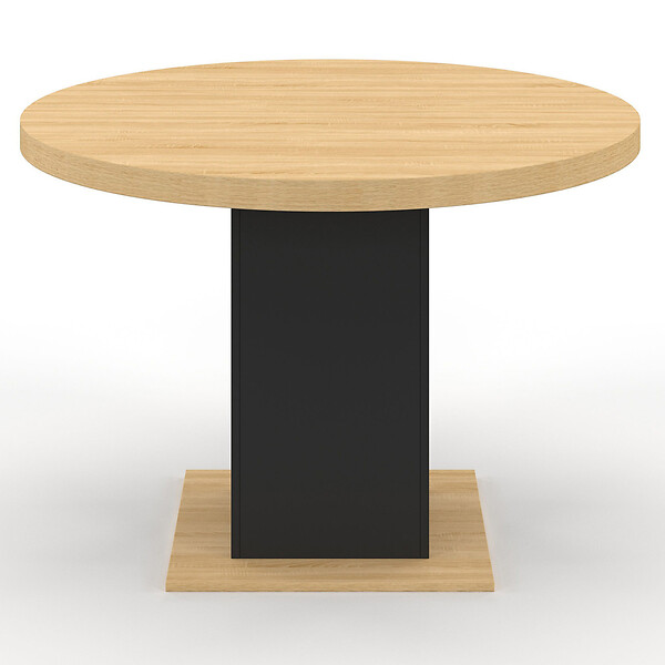 ID MARKET - Table à manger ronde EDEN 6 personnes bois et noir 110 cm - large