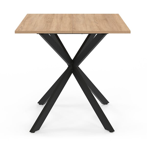ID MARKET - Table à manger carrée ALIX 4 personnes pied araignée bois et noir 80 cm - large