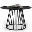 ID MARKET - Table à manger ronde YUNA 6 personnes plateau effet marbre noir ALASKA et pied filaire en métal noir 110 cm - vignette