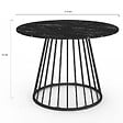 ID MARKET - Table à manger ronde YUNA 6 personnes plateau effet marbre noir ALASKA et pied filaire en métal noir 110 cm - vignette