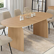 ID MARKET - Table à manger extensible japandi ovale EDITH 6-10 personnes en bois façon hêtre 160 - 200 cm - vignette