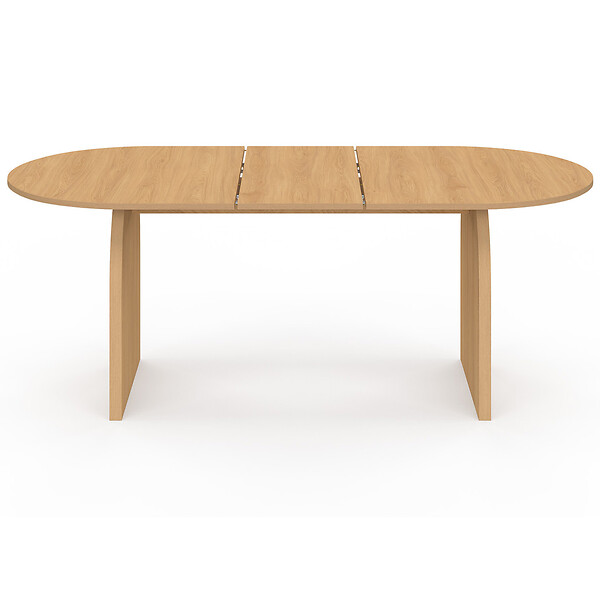ID MARKET - Table à manger extensible japandi ovale EDITH 6-10 personnes en bois façon hêtre 160 - 200 cm - large