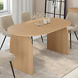 ID MARKET - Table à manger extensible japandi ovale EDITH 6-10 personnes en bois façon hêtre 160 - 200 cm - vignette