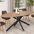 ID MARKET - Table à manger ovale ALIX 10 personnes pied araignée bois et noir 200 cm - vignette