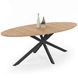 ID MARKET - Table à manger ovale ALIX 10 personnes pied araignée bois et noir 200 cm - vignette