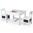 ID MARKET - Table à dessin reversible + 2 chaises GABRIEL blanc avec bacs de rangement - vignette