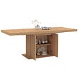 ID MARKET - Table à manger extensible rectangle JULIETTE 6-10 personnes pied central effet lattes avec rangement 160-200 cm - vignette