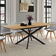 ID MARKET - Table à manger extensible rectangle INES 6-10 personnes bois et noir 160-200 cm - vignette